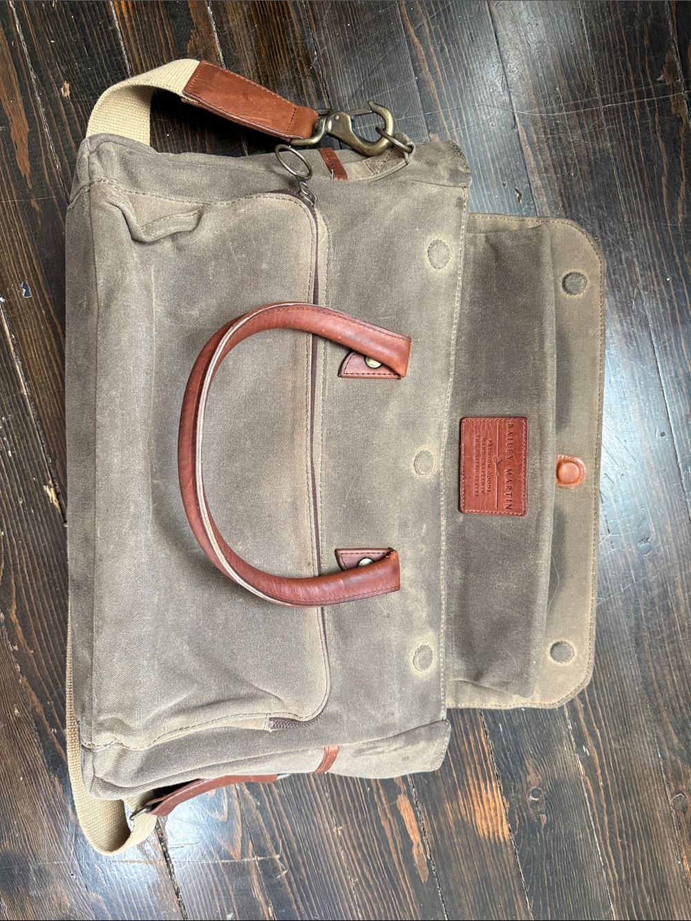 Bailey Martin Canvas Messenger Bag with Leather Trim